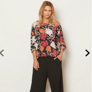 Masai Clothing Bahati Top Red, Orange Pink Floral XS